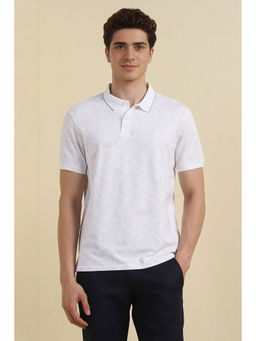 Allen Solly - Men White Print Polo Neck T-Shirt