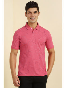 Allen Solly - Men Pink Print Polo Neck T-Shirt