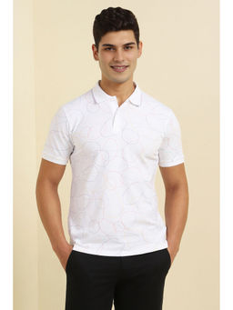 Allen Solly - Men White Print Polo Neck T-Shirt