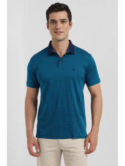 Allen Solly - Men Blue Printed Polo Neck T-Shirt