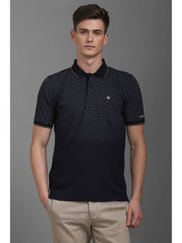 Louis Philippe - Men Black Print Polo Neck T-Shirt