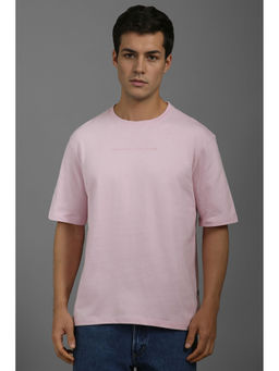 Louis Philippe - Men Pink Solid Crew Neck T-Shirt