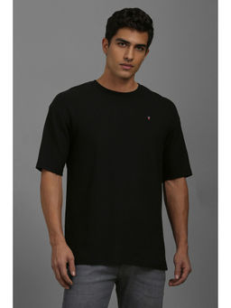 Louis Philippe - Men Black Solid Crew Neck T-Shirt