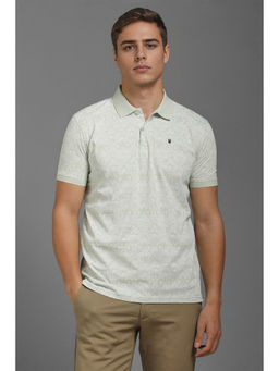 Louis Philippe - Men Green Floral Printed Polo Neck T-Shirt