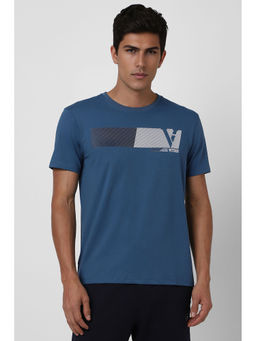 Van Heusen - Men Blue Graphic Print Crew Neck T-Shirt