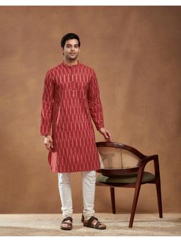 Fabindia - Red Cotton Ikat Long Kurta