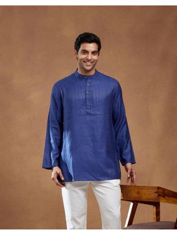 Fabindia - Blue Viscose Blend Dobby Short Kurta