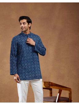 Fabindia - Indigo Cotton Dabu Geometric Printed Short Kurta