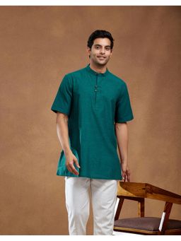Fabindia - Green Cotton Dobby Short Kurta