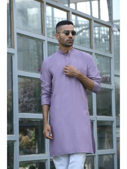 Kraft India - Cotton Blend Solid Knee Length Lavender Kurta