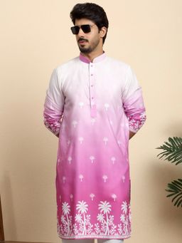 Kraft India - Cotton Blend Ombre Printed Pink Kurta