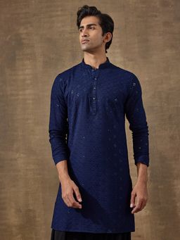 SATWAA - Regal Blue Chikankari Men Kurta