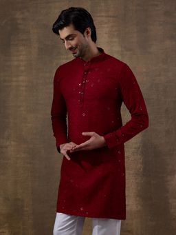 SATWAA - Merry Maroon Chikankari Men Kurta