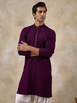 SATWAA - Plucky Purple Chikankari Men Kurta