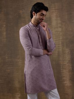 SATWAA - Lavish Lavender Chikankari Men Kurta