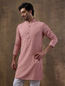 SATWAA - Pastel Pink Chikankari Men Kurta