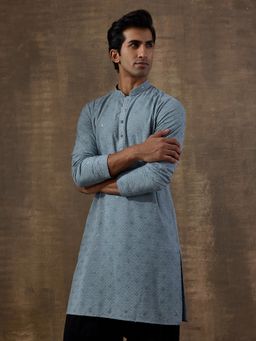 SATWAA - Pastel Blue Chikankari Men Kurta