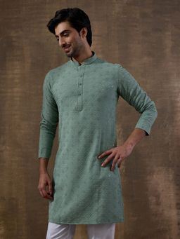 SATWAA - Sea Green Chikankari Men Kurta