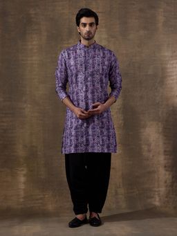 SATWAA - Passionate Purple Abstract Printed Men Kurta