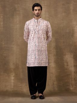 SATWAA - Rustic Multi Color Jazzy Striped Printed Men Kurta
