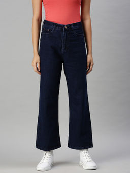 SHOWOFF - Women's Casual Wide Leg High-rise Navy Blue Jeans