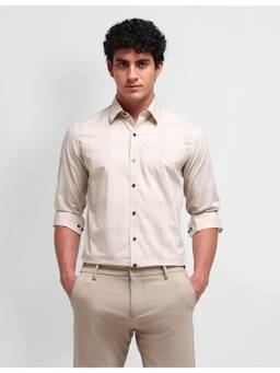 Arrow Newyork - Men Beige Full Sleeves Checks Shirt