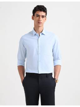 Arrow - Men Blue Full Sleeves Self Design Shirt