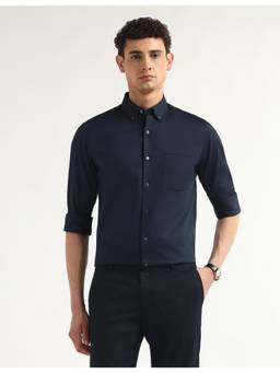 Arrow - Men Navy Blue Full Sleeves Solid Shirt