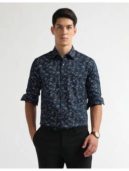 Arrow - Men Navy Blue Full Sleeves Floral Printed Shirt