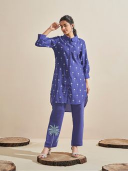 Autumnlane - Blue Arohi Yale Embroidered Co-Ord (Set of 2)