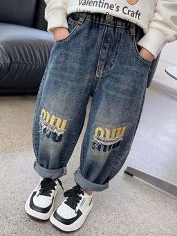 Googo Gaaga - Boy's Blue Baggy Fit Mid Rise Stretchable Jeans