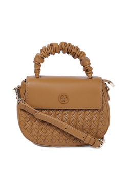 Label Ritu Kumar - Tan Weaved Sling Bag with Detachable Belt