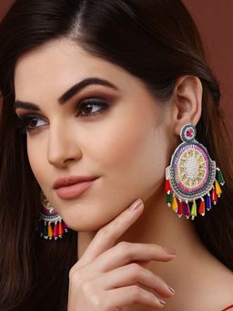 Moedbuille - Handcrafted Multi Color Beads & Sequins Studded Contemporary Design Chandbalis