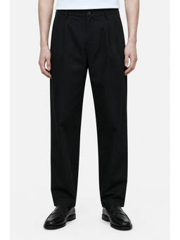 Snitch - Black Solid Relaxed Formal Trouser for Men