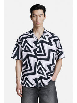 Snitch - White Half Sleeves Boxy Shirt For Men