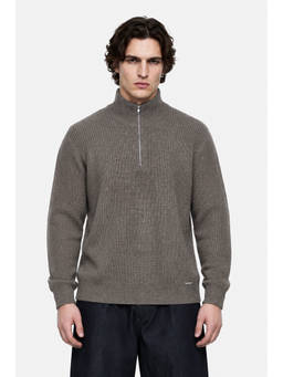 Snitch - Brown Textured Full Sleeves Regular Casual Sweater