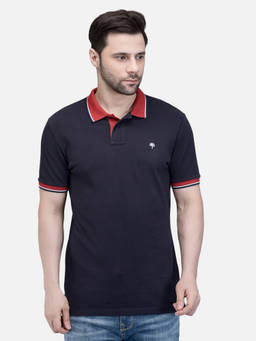 WOODLAND - Men Navy Blue Polo T-Shirt