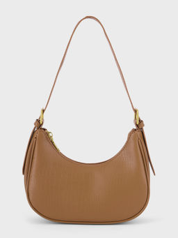 Twenty Dresses by Nykaa Fashion - Tan Croc Textured Detachable Strap Sling Bag