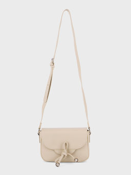 Twenty Dresses by Nykaa Fashion - Off White Solid Flap with Bow Sling Bag