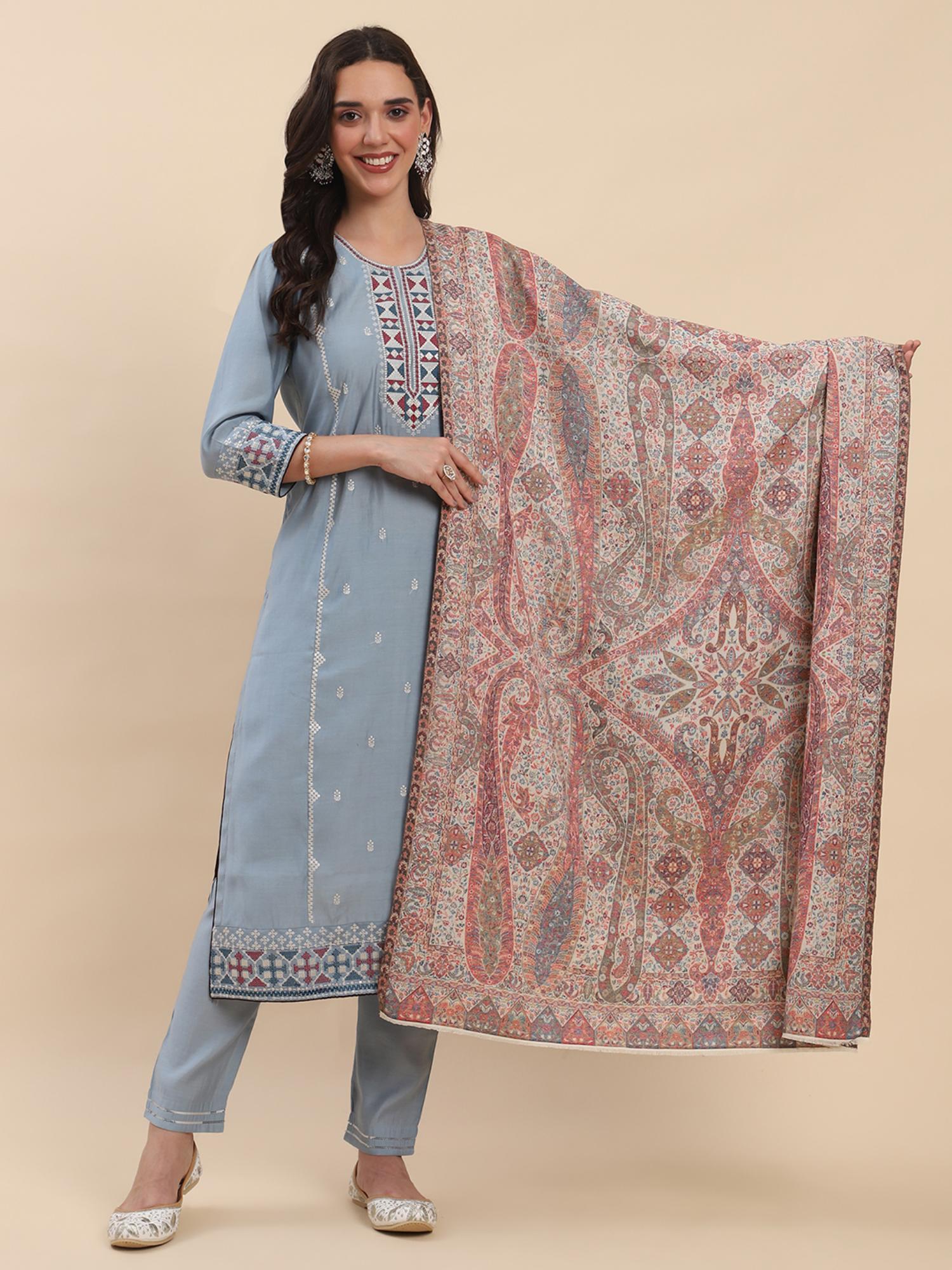 la vastraa Beige Heavy Woven Shawl-picture-21