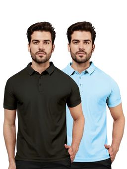 FREECULTR - Classic Men Black and Blue Timeless and Fashionable Polo T-Shirt (Pack of 2)