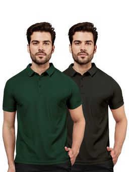 FREECULTR - Classic Men Black and Green Casual and Stylish Polo T-Shirt (Pack of 2)