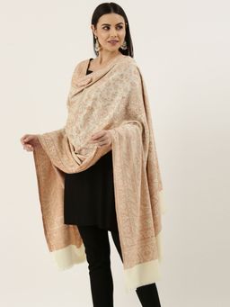 Pashmoda - Women White Woven Design Jamawar Shawl