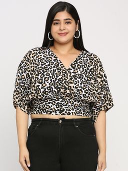 Style Quotient - Plus Women Animal Printed Polyester Regular Smart Casual Crop Top