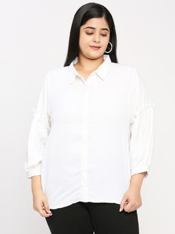 Style Quotient - Plus Women Solid White Polyester Regular Formal Shirt