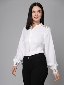Style Quotient - Women Solid White Regular Smart Casual Shirt