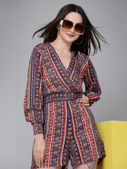 Style Quotient - Women Multi Stripe Printed Viscose Rayon Smart Casual Playsuit (Set of 2)