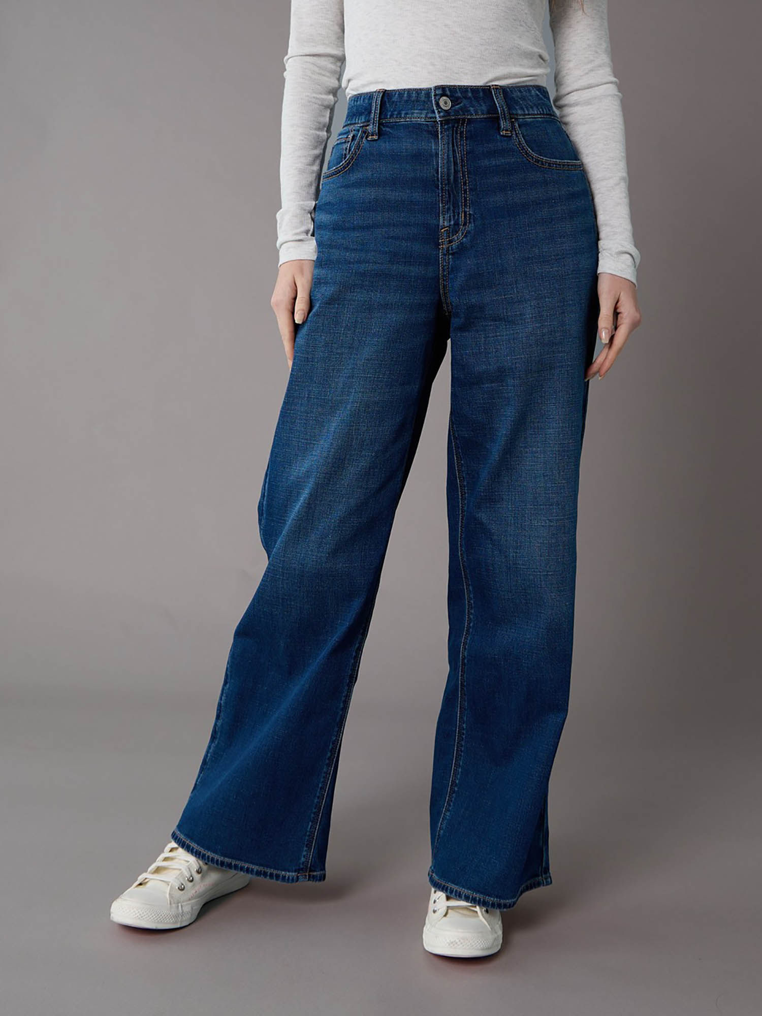 american eagle Women Blue Super High Rise Baggy Wide-leg Jeans-picture-16