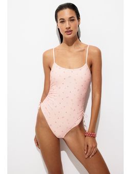H&M - Women Pink Padded-Cup High Leg Swimsuit