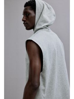 H&M - Men Grey Regular Fit Sleeveless Sports Hoodie With Drymovea
